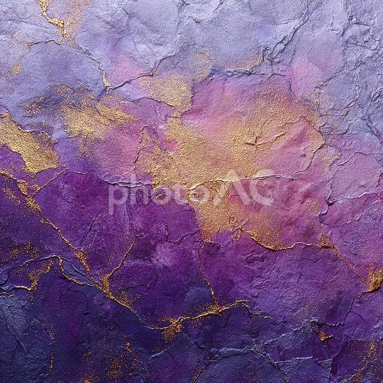 紫と金色の美しい混合 絵の具,質感,抽象の写真素材