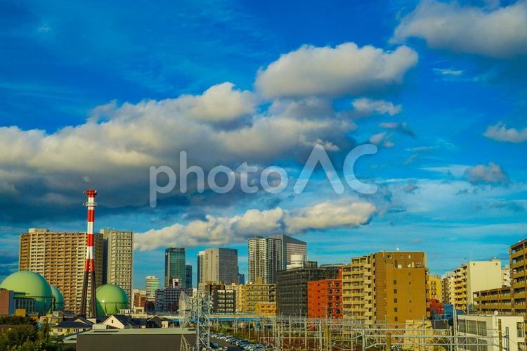 横浜の街並みと秋の空 横浜,みなとみらい,ビジネス街の写真素材