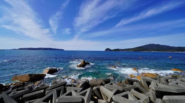 テトラポッドの景色 テトラポッド,海,海岸の写真素材