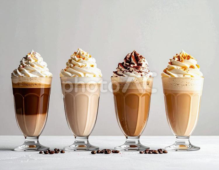 コーヒーフラペチーノ、生クリーム フラペチーノ,ジュース,ドリンクの写真素材