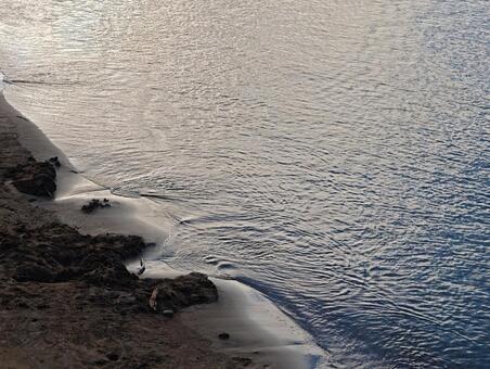 波打ち際の光と砂浜 自然,風景,水辺の写真素材