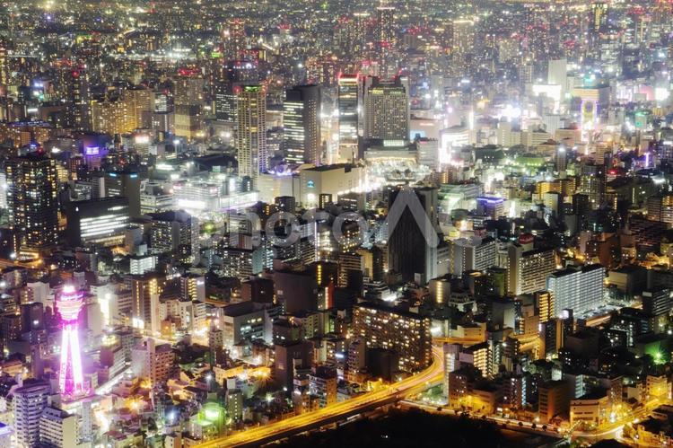 ハルカス300からの夜景・北西方面 あべのハルカス,展望台,夜景の写真素材