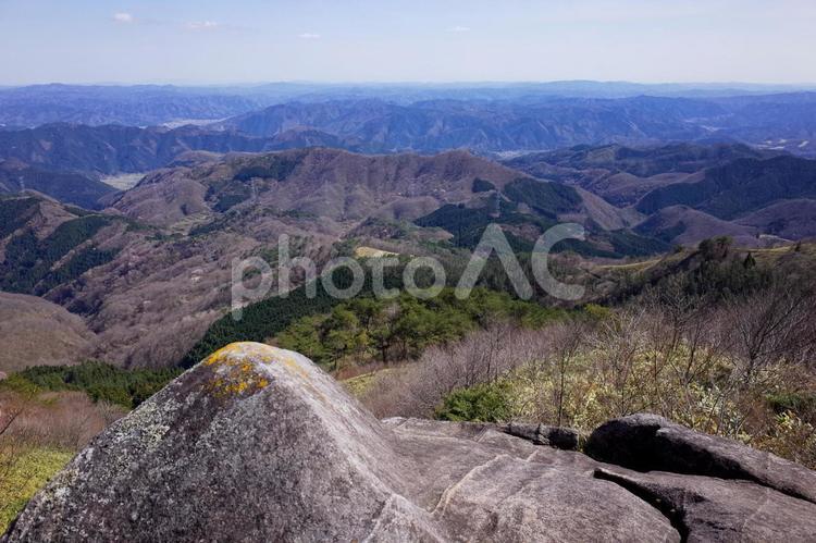 岡山県北の山、星山の登山道からの景色 岡山県,星山,景色の写真素材