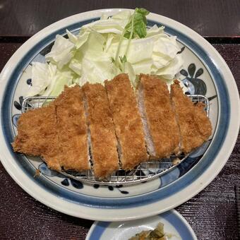 とんかつと角切りキャベツ キャベツ,角切り,とんかつの写真素材