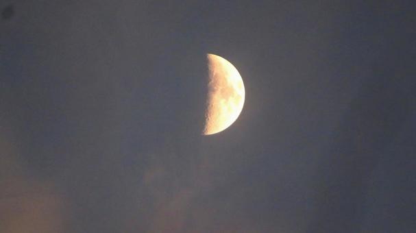 夕暮れの月の写真