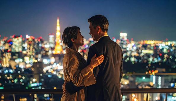 40代日本人男女の婚活交際夜景デート 40代日本人男女の婚活交際夜景デートの写真
