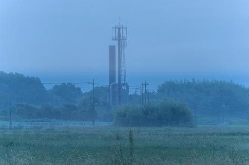 朝靄の風景の写真