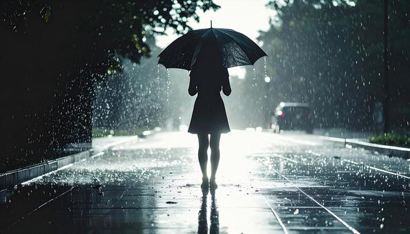 雨の日のシルエット:光が舞うモノクロ情景 雨の日のシルエット:光が舞うモノクロ情景の写真