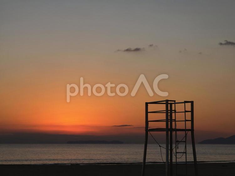 夕方の海 海,朝,朝焼けの写真素材