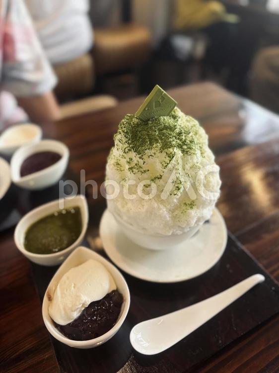 抹茶かき氷 かき氷,デザート,冷たいの写真素材