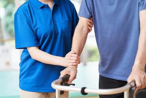 Elderly people walking with walking assistance Elderly people walking with walking assistance