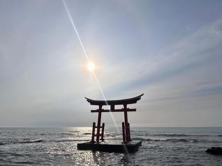 初山別の金比羅神社 初山別の金比羅神社 海,鳥居,オロロンラインの写真素材