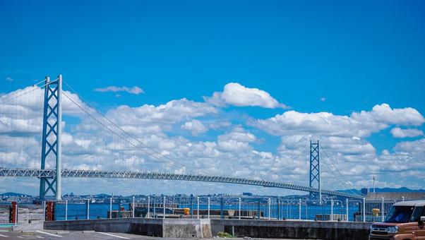 淡路島からの明石海峡大橋 淡路島からの明石海峡大橋 明石海峡大橋,岩屋,淡路島の写真素材
