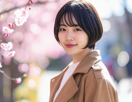 春・春色の彼女のポートレートの写真