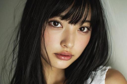 微笑の美しい黒髪日本女性 微笑の美しい黒髪日本女性の写真