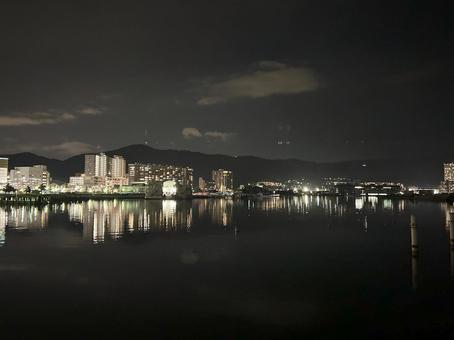 琵琶湖の夜景 琵琶湖の夜景の写真