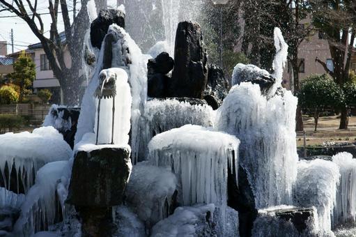 Photo, carámbano, aspersores, invierno, 