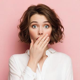 感情豊かな若い女性のびっくり顔 感情豊かな若い女性のびっくり顔の写真