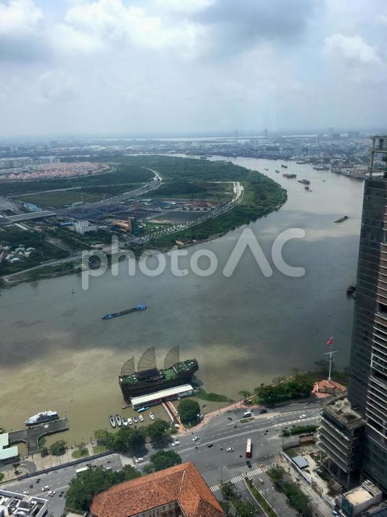 ホーチミンの街並 ホーチミン,サイゴン川,ベトナムの写真素材