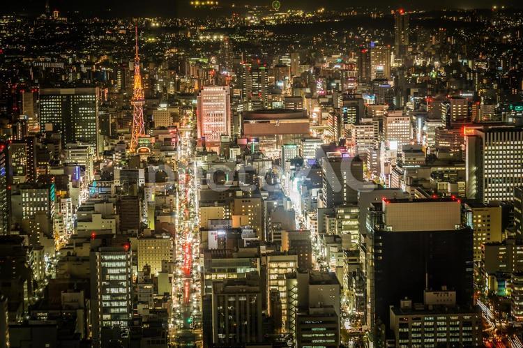 名古屋の夜景（スカイプロムナードから）１０ イルミネーション,キラキラ,タワーの写真素材