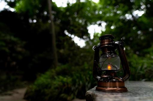 森林に置かれたアンティークランタン 森林に置かれたアンティークランタン ランタン,カンテラ,グランピングの写真素材