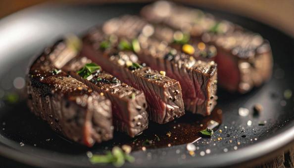 ビーフステーキ・カットステーキ・レアの写真