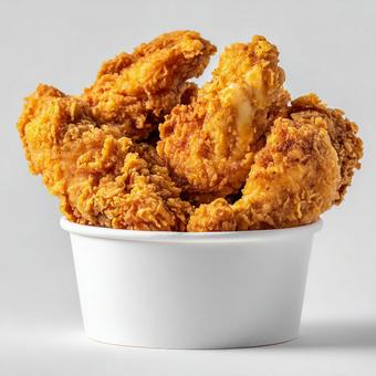白いバケツいっぱいサクサクフライドチキン 白いバケツいっぱいサクサクフライドチキンの写真