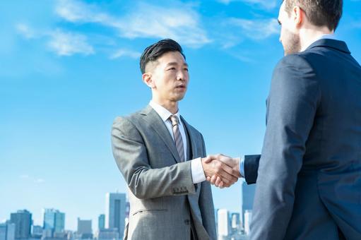 Businessman shaking hands, negocios, apretón de manos, internacional, JPG