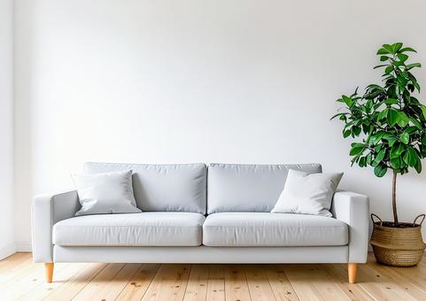Scandinavian style grey sofa, copy space, interior, sofa, living, JPG