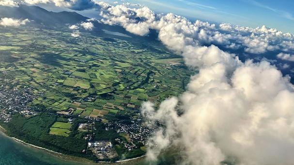 Ishigaki Island in the Yaeyama Islands photographed from an airplane, JPG