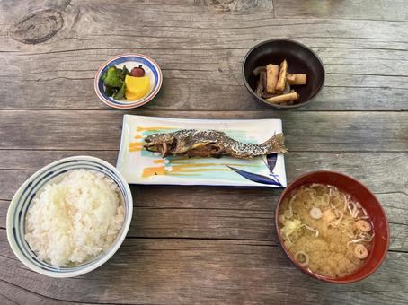 岩魚の塩焼き 岩魚の塩焼き イワナ,塩焼き,焼き魚の写真素材