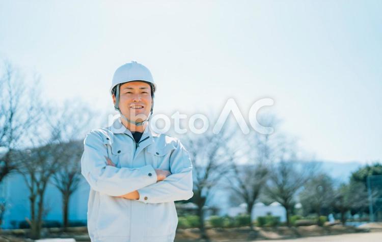 作業着・工業・建設・ワークウェア・ヘルメット 作業員,作業着,作業服の写真素材