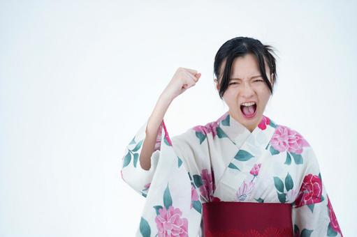 浴衣姿の女性が怒る 女性,浴衣,怒るの写真素材