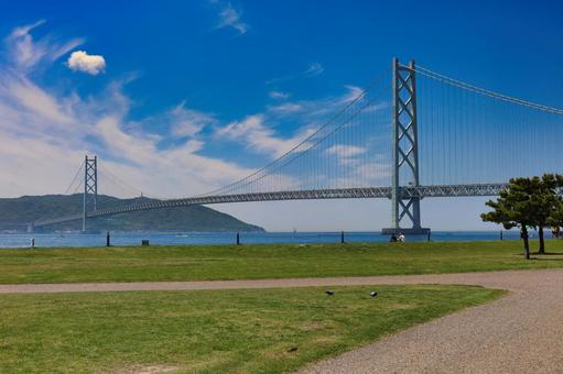 明石海峡大橋 明石海峡大橋 明石海峡大橋,橋,海の写真素材