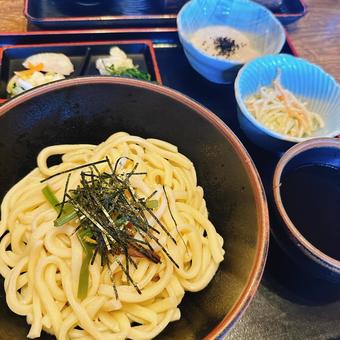 山菜うどん 山菜うどん うどん,とろろ,ランチの写真素材