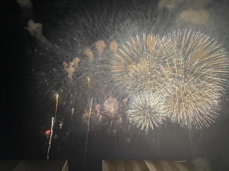 空一面の花火 空一面の花火の写真