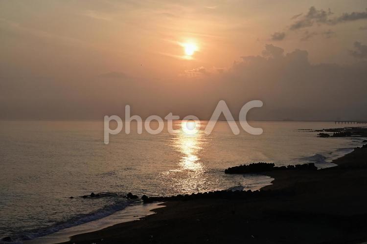 夏の日本海の日没 日没,日本海,夏の写真素材