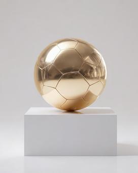 勝利を象徴する金色のサッカーボール 勝利を象徴する金色のサッカーボールの写真