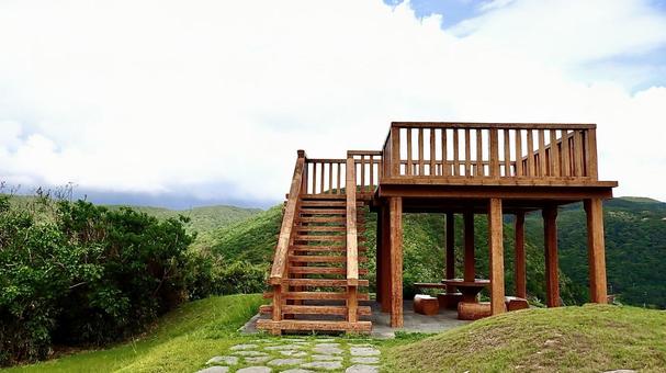 慶良間諸島の渡嘉敷島の海の見える丘展望台 海の見える丘展望台,展望台,渡嘉敷島の写真素材
