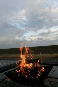 火 火,キャンプ,グランピングの写真素材