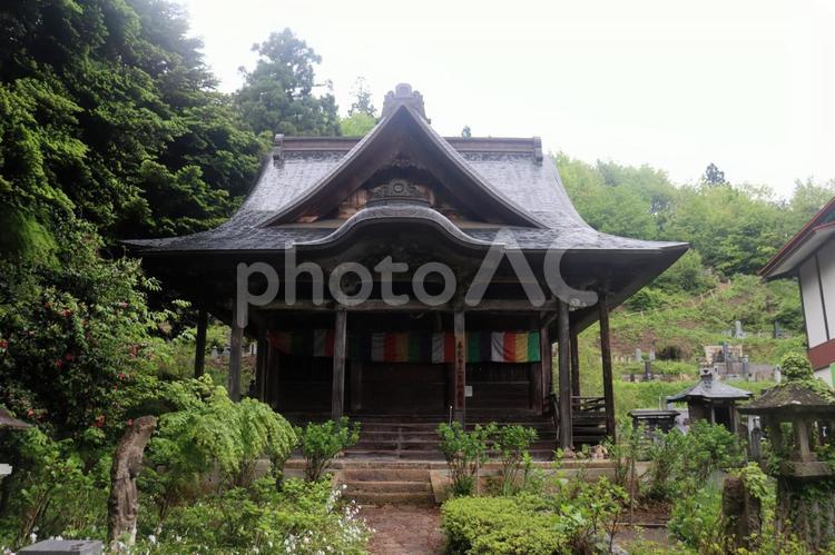 米沢の堂森善光寺、前田慶次ゆかりのお寺 堂森善光寺,米沢市,お堂の写真素材