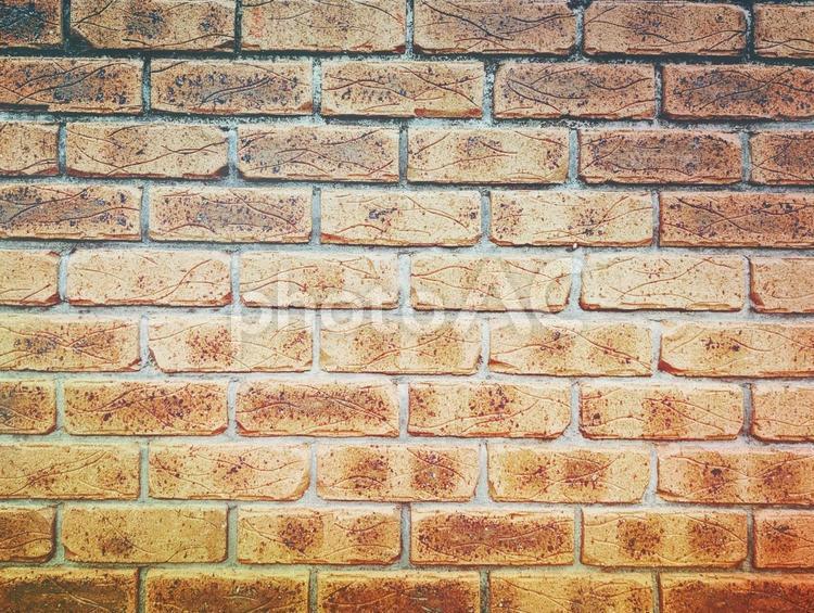 セピア色のグラデーション　レトロな壁背景 レンガ,壁,レトロの写真素材