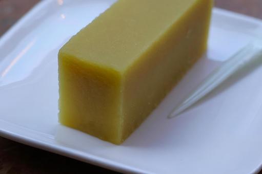 浅草のカフェの芋ようかん 芋ようかん,羊羹,和菓子の写真素材