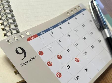 9月カレンダーのアップ、ボールペン 9月カレンダーのアップ、ボールペン 9月,カレンダー,2学期の写真素材
