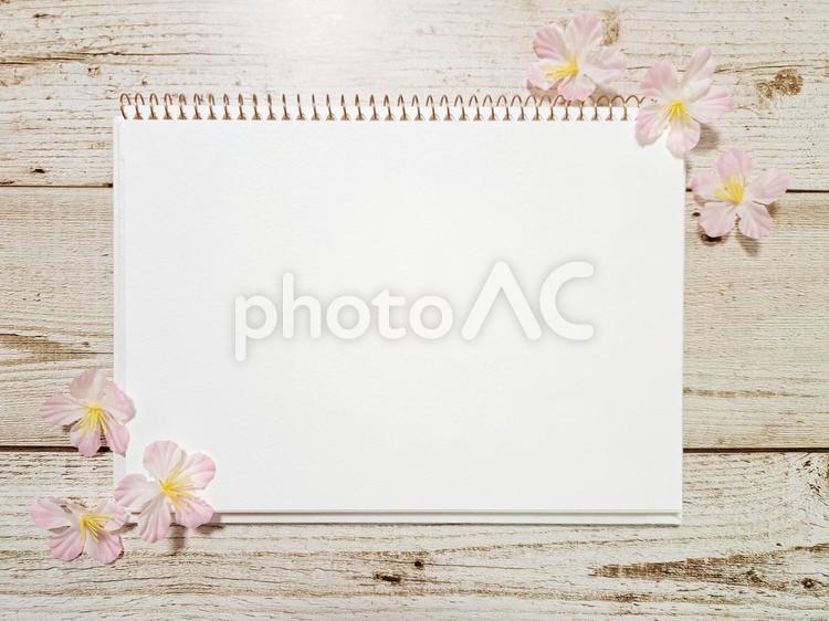 木目フレーム　桜　イメージ素材② 木目,花,桜の写真素材
