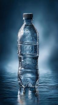 水滴がきらめくクリアなペットボトルの写真