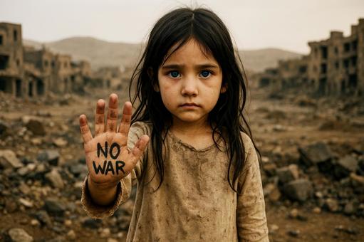 悲しむ少女と戦争反対の訴え3 悲しむ少女と戦争反対の訴え3の写真