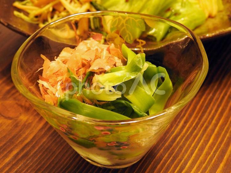 カンゾウ（山菜）のおひたし　和食 カンゾウ,山菜,山の幸の写真素材