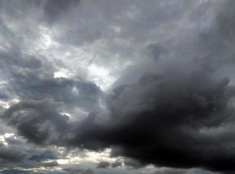 Photo, sakura furusato square, dark clouds, sky, 