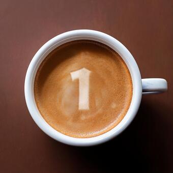 ラテアート　1番 ラテアート,コーヒー,数字の写真素材